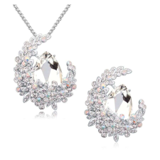 Rejtőző kincs- fehér- Swarovski kristályos- Szett brossal ékszer szett