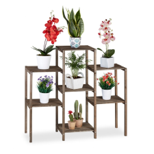 Relax Fa beltéri virágtartó állvány virágpolc barna 86x95x29 cm rusztikus szabadon álló polc bútor