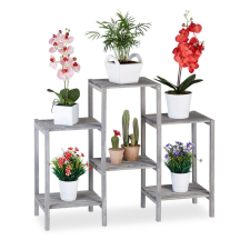 Relax Fa beltéri virágtartó állvány virágpolc szürke 70x89x27 cm rusztikus szabadon álló polc bútor