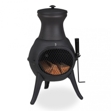 Relax Kerti tűzrakó 71x39x35 cm fekete öntöttvas kandalló kültéri kályha tüzelő teraszra verandára kerti sütés és főzés