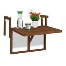 Relax Korlátra szerelhető kávézó asztal fa összecsukható balkon asztal barna 55x70x65 cm kerti bútor
