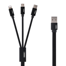 REMAX Kerolla RC-094TH USB-A apa - Lightning/Micro USB/USB-C apa 2.0 Adat és töltőkábel - Fekete (2m) kábel és adapter