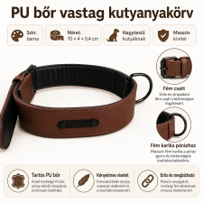 Rena Barna PU bőr kutyanyakörv-70×4 cm nyakörv, póráz, hám kutyáknak