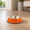 Rena Rozsdamentes acél etető, itató tál narancssárga - 26 cm