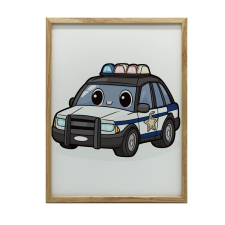  RENDŐRAUTÓ FALI PLAKÁT FA KERETBEN 50x70 CM grafika, keretezett kép