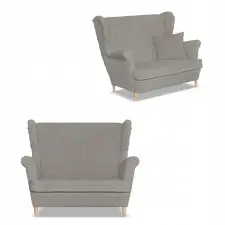  Rene Estella Skandináv Szárnyas Kanapé Family Furniture, Szürke Kordbársony bútor