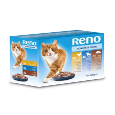 Reno alutasakos macskaeledel baromfival, hallal, májjal, 12 × 100 g macskaeledel
