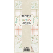 Reprint Papírkészlet - 10x21 cm - Dinos - Reprint Slimline Paper Pack (18 ív) decoupage papír