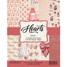 Reprint Papírkészlet - 6" (15 cm) - Hearts - Reprint Paper Pack (20 ív) decoupage papír