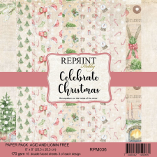 Reprint Papírkészlet - 8&quot; (20 cm) - Celebrate Christmas - Reprint Paper Pack (15 ív) decoupage papír