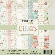 Reprint Papírkészlet - 8&quot; (20 cm) - Dinos - Reprint Paper Pack (15 ív) decoupage papír