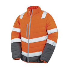 Result Férfi Kabát Hosszú ujjú Result Soft Padded Safety Jacket -4XL, Fluo Narancs/Szürke