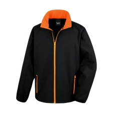Result Férfi Softshell Hosszú ujjú Result Printable Softshell Jacket - 2XL, Fekete/Narancssárga férfi kabát, dzseki