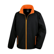 Result Férfi Softshell Hosszú ujjú Result Printable Softshell Jacket - M, Fekete/Narancssárga férfi kabát, dzseki