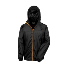 Result Uniszex Kabát Kapucnis Hosszú ujjú Result Hdi Quest Lightweight Stowable Jacket - 3XL, Fekete/Narancssárga