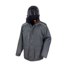 Result Uniszex Kabát Kapucnis Hosszú ujjú Result Work-Guard Vostex Long Coat -M, Fekete női dzseki, kabát