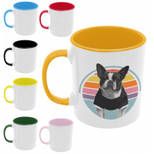  Retro Frenchie - Színes Bögre bögrék, csészék