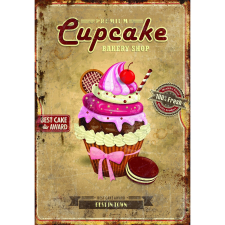  Retro - gift nagy táblakép - Cupcake barna dekoráció 27 cm x 39 cm grafika, keretezett kép
