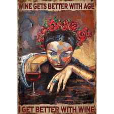 Retro-Gift nagy táblakép - Wine quote 27 cm x 39 cm grafika, keretezett kép