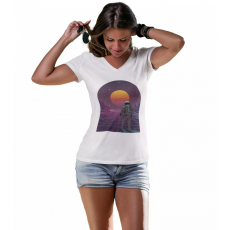  Retro Űrhajós - Női V-Nyakú Póló