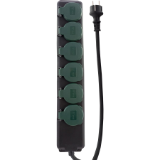REV 0512469555 250V Elosztó 6 aljzatos 1.4m - Fekete (0512469555) hosszabbító, elosztó