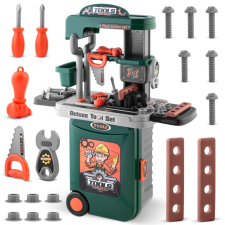 Ricokids Gyerekműhely kiegészítőkkel gurulós bőrönddel zöld Ricokids barkácsolás, építés