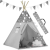 Ricokids Indián sátor fényfüzérrel + ajándék kiegészítőkkel - Csillag #fehér-szürke