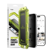 Ringke Easy Slide Privacy - iPhone 17 Pro edzett üvegfólia (2db), felhelyező kerettel mobiltelefon kellék