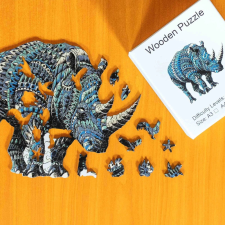 Rinocérosz - egyedi mintás fa puzzle puzzle, kirakós