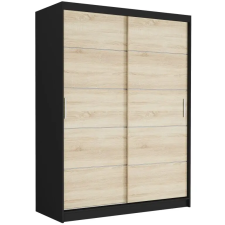  RIVANO IV. Tolóajtós gardróbszekrény 150x200x60 - fekete, sonoma bútor