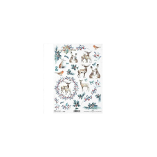  Rizspapír - állatok, tél dekorációs kellék