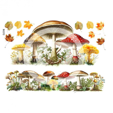  Rizspapir - gombák, levelek dekorációs kellék