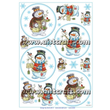  Rizspapír - Hóember gyerekekkel dekorációs kellék