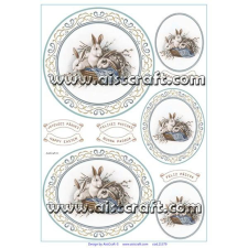  Rizspapír -húsvéti nyuszik dekorációs kellék