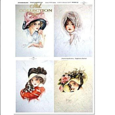  Rizspapír - kalapos hölgyek dekorációs kellék