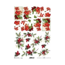  Rizspapír - mikulásvirág, magyal dekorációs kellék