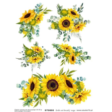  Rizspapír – napraforgók dekorációs kellék