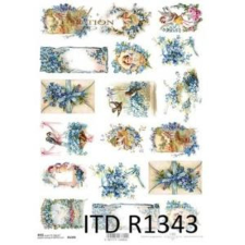  Rizspapír - nefelejcsek dekorációs kellék