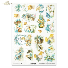  Rizspapír - nefelejcses húsvéti képek dekorációs kellék