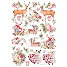  Rizspapir - Pink Christmas dekorációs kellék