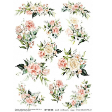  Rizspapír – rózsák pasztellben dekorációs kellék