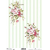  Rizspapír - rózsák zöld csíkos alapon