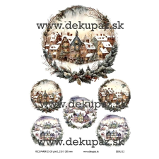  Rizspapír - téli város, hat kör dekorációs kellék