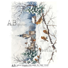  Rizspapir - templom madarakkal dekorációs kellék