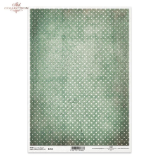  Rizspapír - Vintage szürkés-zöld pöttyös dekorációs kellék