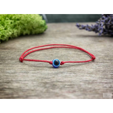 RM Kék amulett - piros pöttöm karkötő karkötő