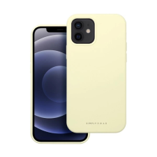 ROAR Apple iPhone 12 prémium szilikon tok velúr béléssel világossárga tok és táska