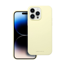 ROAR Apple iPhone 14 Pro Max prémium szilikon tok velúr béléssel, világossárga tok és táska