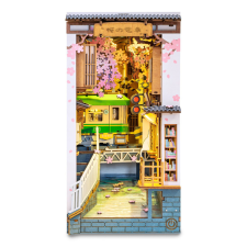 Robotime miniatűr modell könyvtámasz Sakura Alley ház kreatív és készségfejlesztő