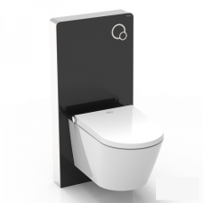 Rocaw Komplett WC és bidé prémium WC tartállyal fekete színben üveg borítással luxus kivitel fürdőkellék